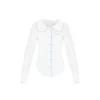 Kroche Color Blocked Doll Collar Slim Shirt White
