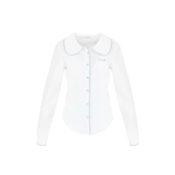 Kroche Color Blocked Doll Collar Slim Shirt White
