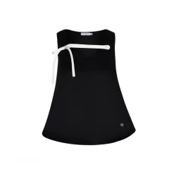 Kroche 3D Bow Color Blocked Satin Vest Top Black