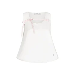 Kroche 3D Bow Color Blocked Satin Vest Top White
