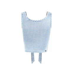 Kroche 3D Bow Plaid Sling Vest Blue
