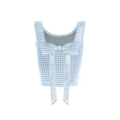 Kroche 3D Bow Plaid Sling Vest Blue
