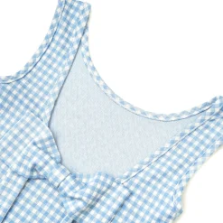Kroche 3D Bow Plaid Sling Vest Blue