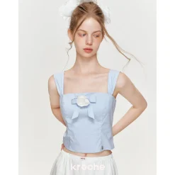 Kroche 3D Bow Rose Sling Vest Blue