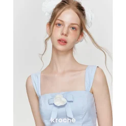 Kroche 3D Bow Rose Sling Vest Blue