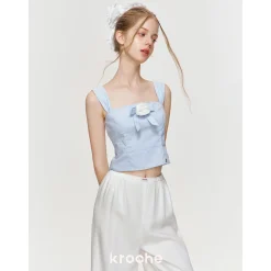 Kroche 3D Bow Rose Sling Vest Blue