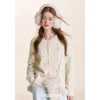 Kroche ﻿3D Hand Crochet Snow Round-Neck Knit Cardigan White