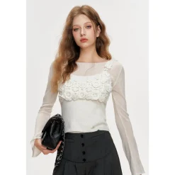 Kroche 3D Hand Crochet U-Neck Sling Vest White