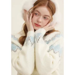 Kroche Fair Isle Jacquard Woolen Knit Cardigan