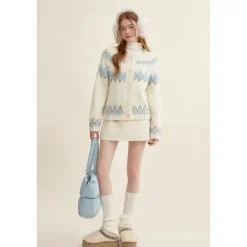 Kroche Fair Isle Jacquard Woolen Knit Cardigan