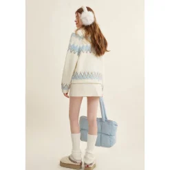 Kroche Fair Isle Jacquard Woolen Knit Cardigan