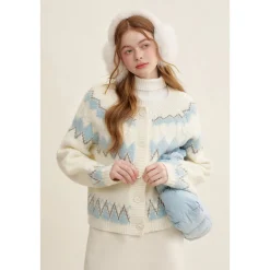 Kroche Fair Isle Jacquard Woolen Knit Cardigan