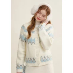 Kroche Fair Isle Jacquard Woolen Knit Cardigan