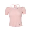Kroche Fake-2-Piece Halter Bow Short Sleeve Tee Pink
