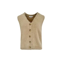 Kroche Faux Mink V-Neck Vest Brown