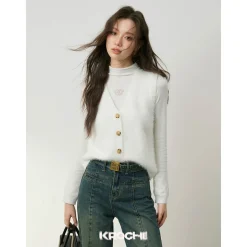 Kroche Faux Mink V-Neck Vest White