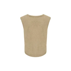 Kroche Faux Mink V-Neck Vest Brown