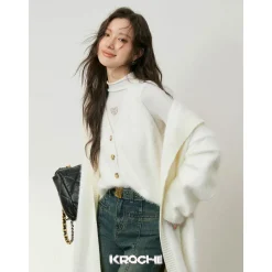 Kroche Faux Mink V-Neck Vest White