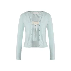Kroche French Lace Edge Sling Vest Cardigan Set Mint Green