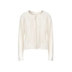 Kroche ﻿Hollow Out Twist Knit Cardigan White