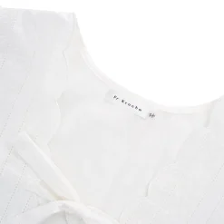 Kroche Lace Bow Lace Up Shirt Top White