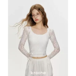 Kroche Lace Chest Pads Vest White
