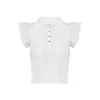 Kroche Lace Patchwork Embroidery Knit Top White