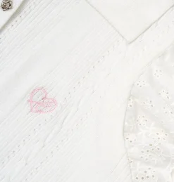 Kroche Lace Patchwork Embroidery Knit Top White