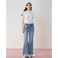 Kroche Lace Patchwork Embroidery Knit Top White