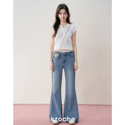 Kroche Lace Patchwork Embroidery Knit Top White