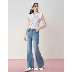 Kroche Lace Patchwork Embroidery Knit Top White