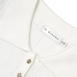 Kroche Lace Patchwork Embroidery Knit Top White