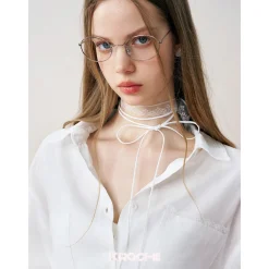 Kroche Lace Patchwork Oversize Shirt White