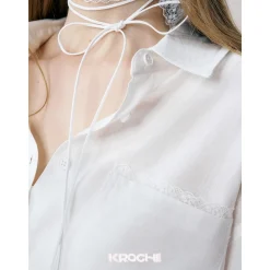 Kroche Lace Patchwork Oversize Shirt White