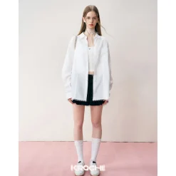 Kroche Lace Patchwork Oversize Shirt White