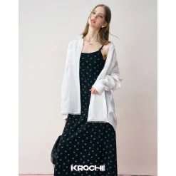 Kroche Lace Patchwork Oversize Shirt White