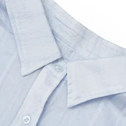 Kroche Lace Patchwork Ribbon Striped Shirt Blue