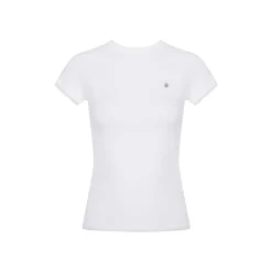 Kroche Lace Sleeve Clean Fit Logo Slim Fit Top White