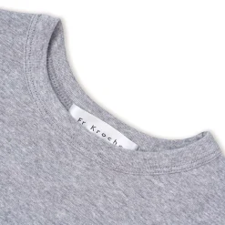 Kroche Lace Sleeve Clean Fit Logo Slim Fit Top Grey