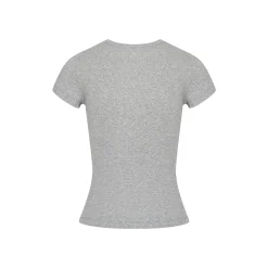 Kroche Lace Sleeve Clean Fit Logo Slim Fit Top Grey