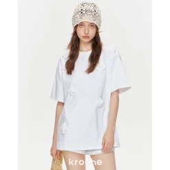 Kroche Mini Beaded Floral T-Shirt White