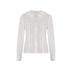 Kroche Organ Texture Embroidery Doll Collar Shirt White
