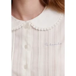 Kroche Organ Texture Embroidery Doll Collar Shirt White
