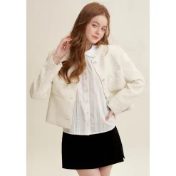 Kroche Organ Texture Embroidery Doll Collar Shirt White