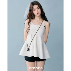 Kroche Pearl Flower Knitted Sling Vest Top
