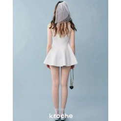 Kroche Pearl Flower Knitted Sling Vest Top