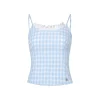 Kroche Plaid Lace Edge Patchwork Vest Blue