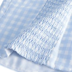 Kroche Plaid Lace Edge Patchwork Vest Blue