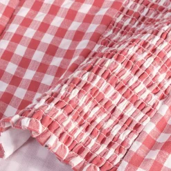 Kroche Plaid Lace Edge Patchwork Vest Red