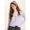 Kroche Sequin Embroidery U-Neck Woolen Cardigan Purple